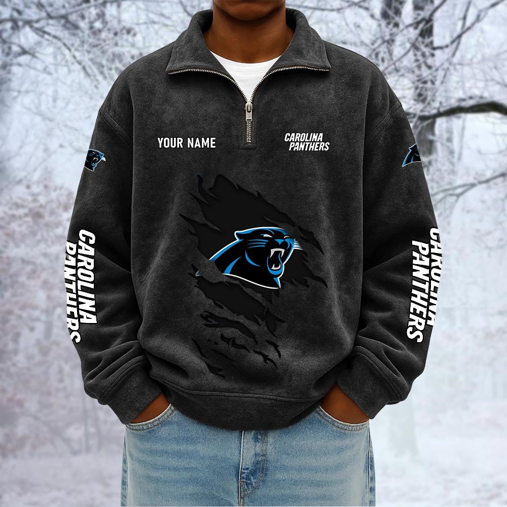 NFL x CAR Custom Name Half-zip Collar Suede Sweatshirt HLP HLPHUONG