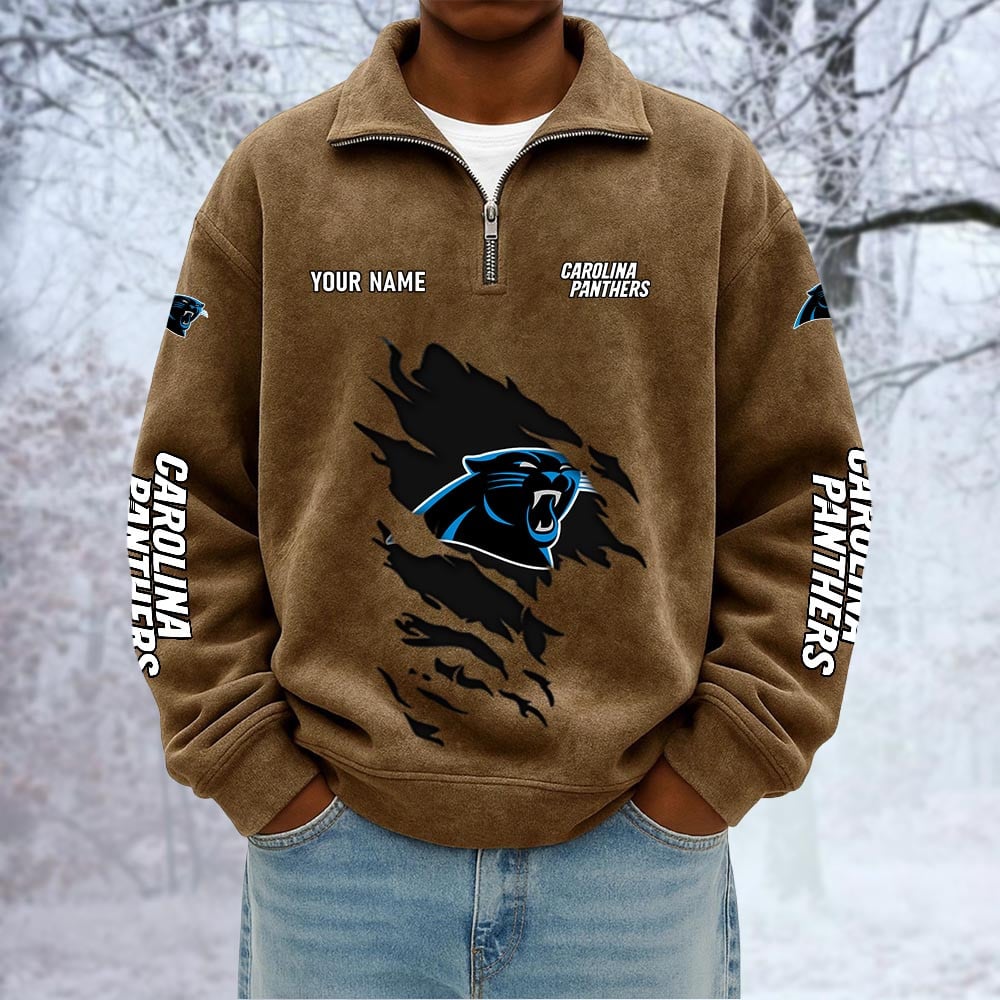 NFL x CAR Custom Name Half-zip Collar Suede Sweatshirt HLP HLPHUONG
