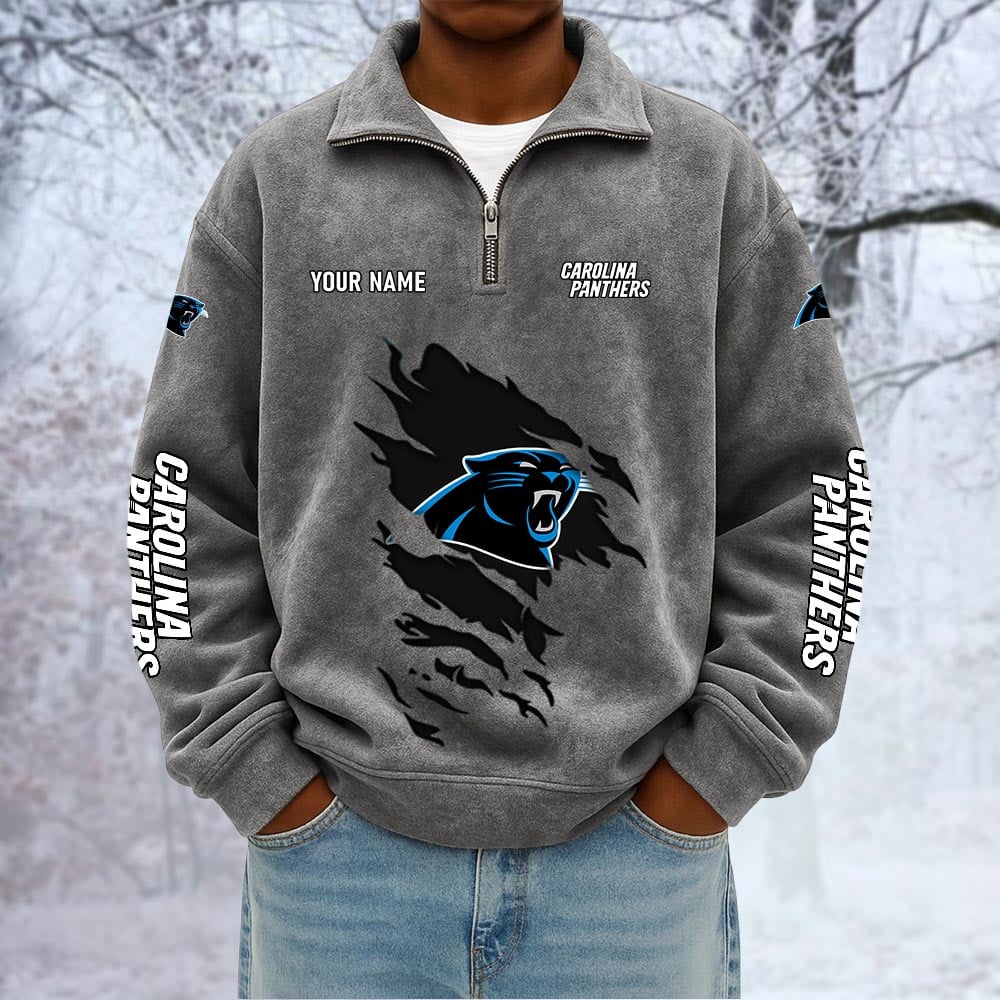 NFL x CAR Custom Name Half-zip Collar Suede Sweatshirt HLP HLPHUONG