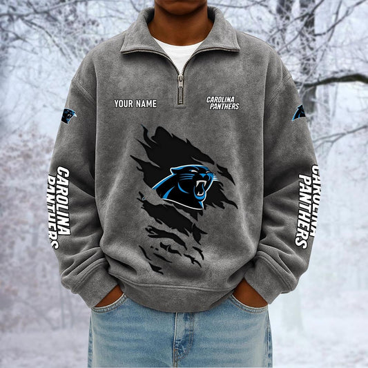 NFL x CAR Custom Name Half-zip Collar Suede Sweatshirt HLP HLPHUONG