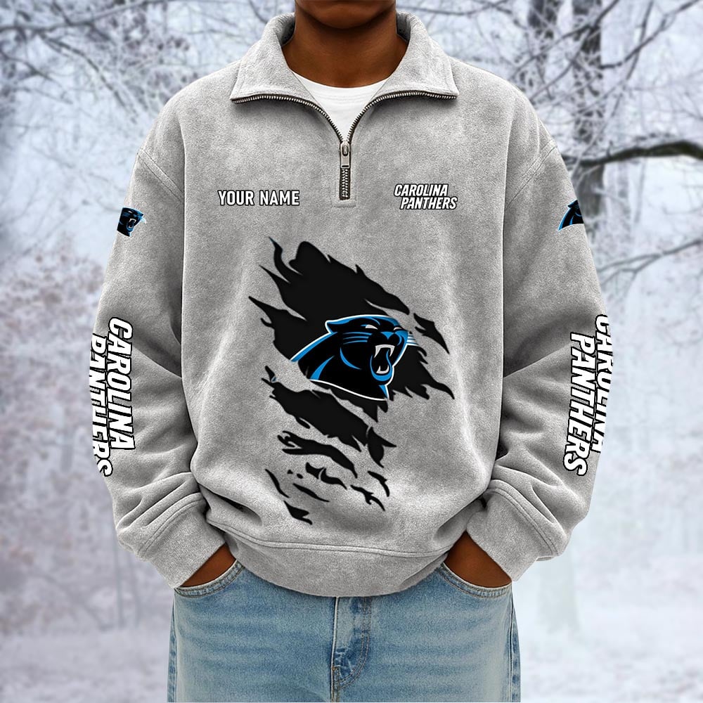 NFL x CAR Custom Name Half-zip Collar Suede Sweatshirt HLP HLPHUONG