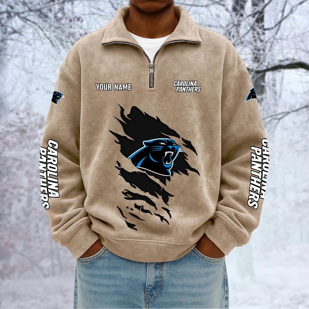NFL x CAR Custom Name Half-zip Collar Suede Sweatshirt HLP HLPHUONG