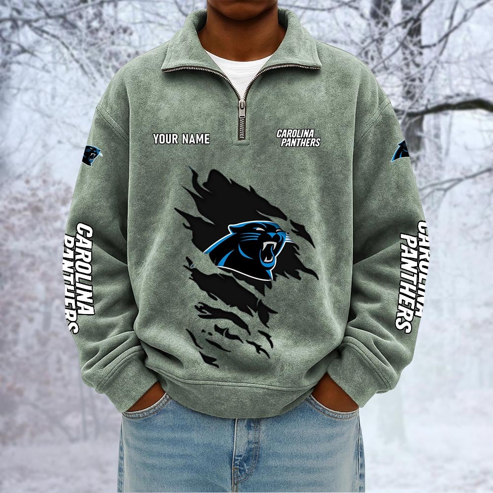 NFL x CAR Custom Name Half-zip Collar Suede Sweatshirt HLP HLPHUONG