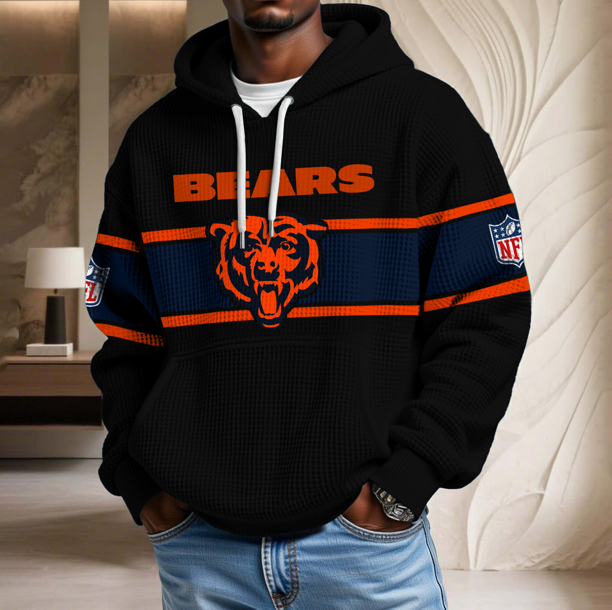 NFL x CHI Black Version Waffle Hoodie HLP HLPHUONG