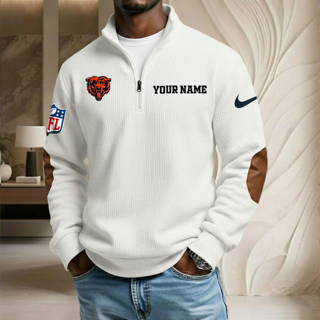 NFL x CHI Custom Name Stand Collar Half-zip Sweatshirt HLP HLPHUONG