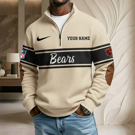 NFL x CHI Custom Name Stand Collar Half-zip Sweatshirt HLP HLPHUONG