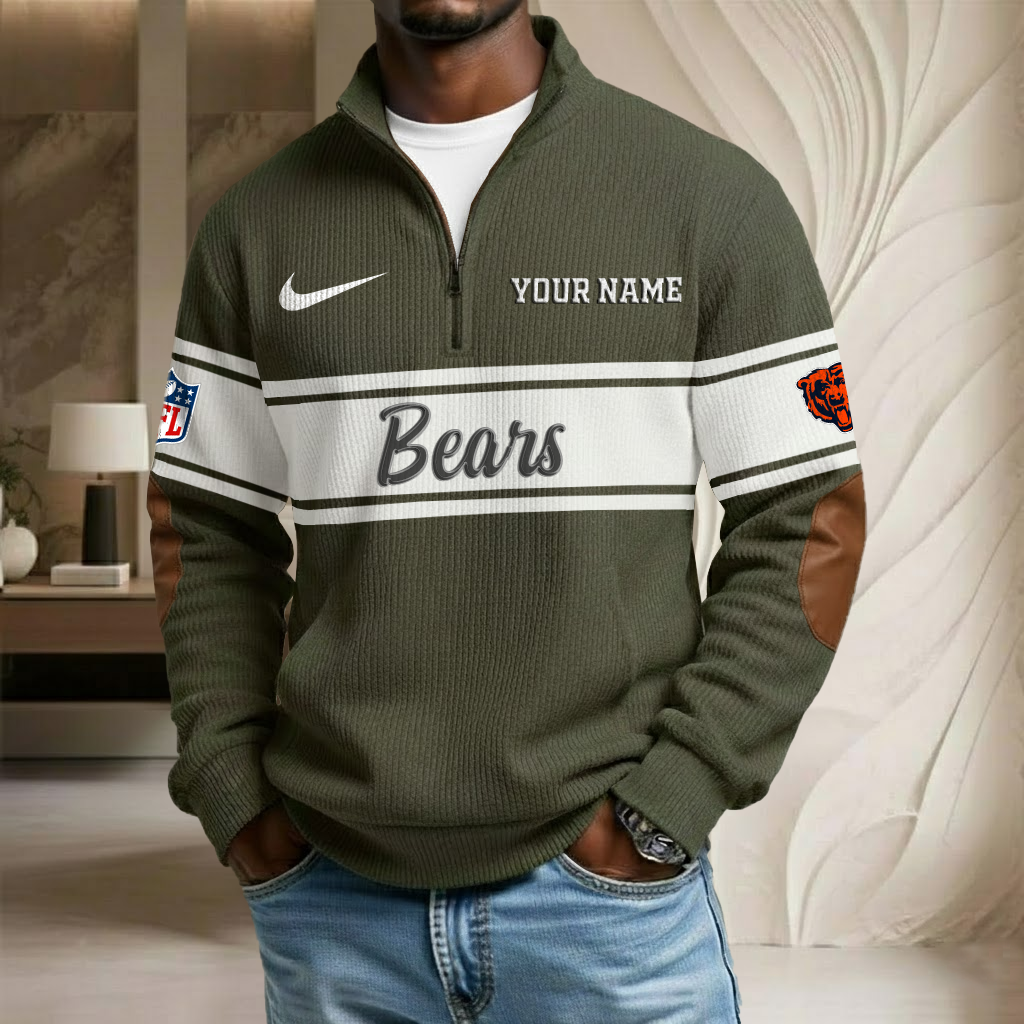 NFL x CHI Custom Name Stand Collar Half-zip Sweatshirt HLP HLPHUONG