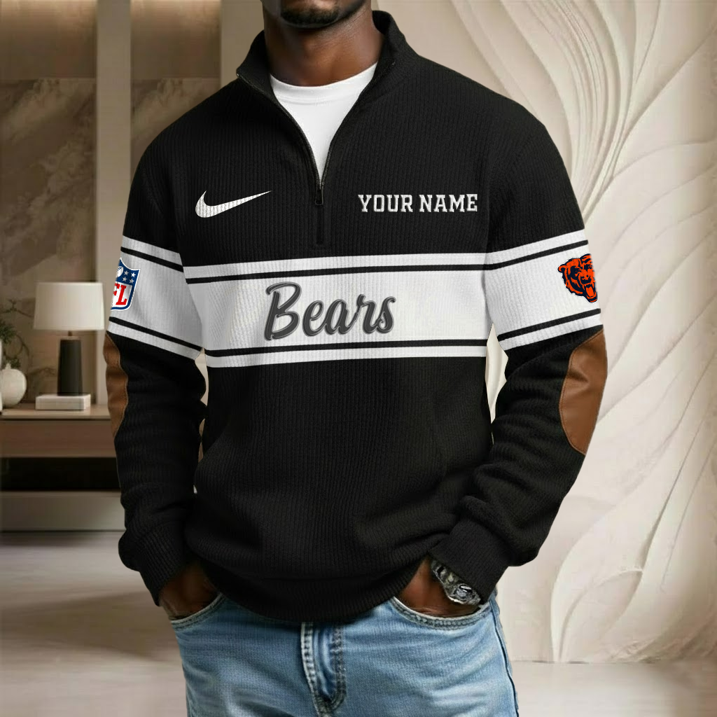 NFL x CHI Custom Name Stand Collar Half-zip Sweatshirt HLP HLPHUONG