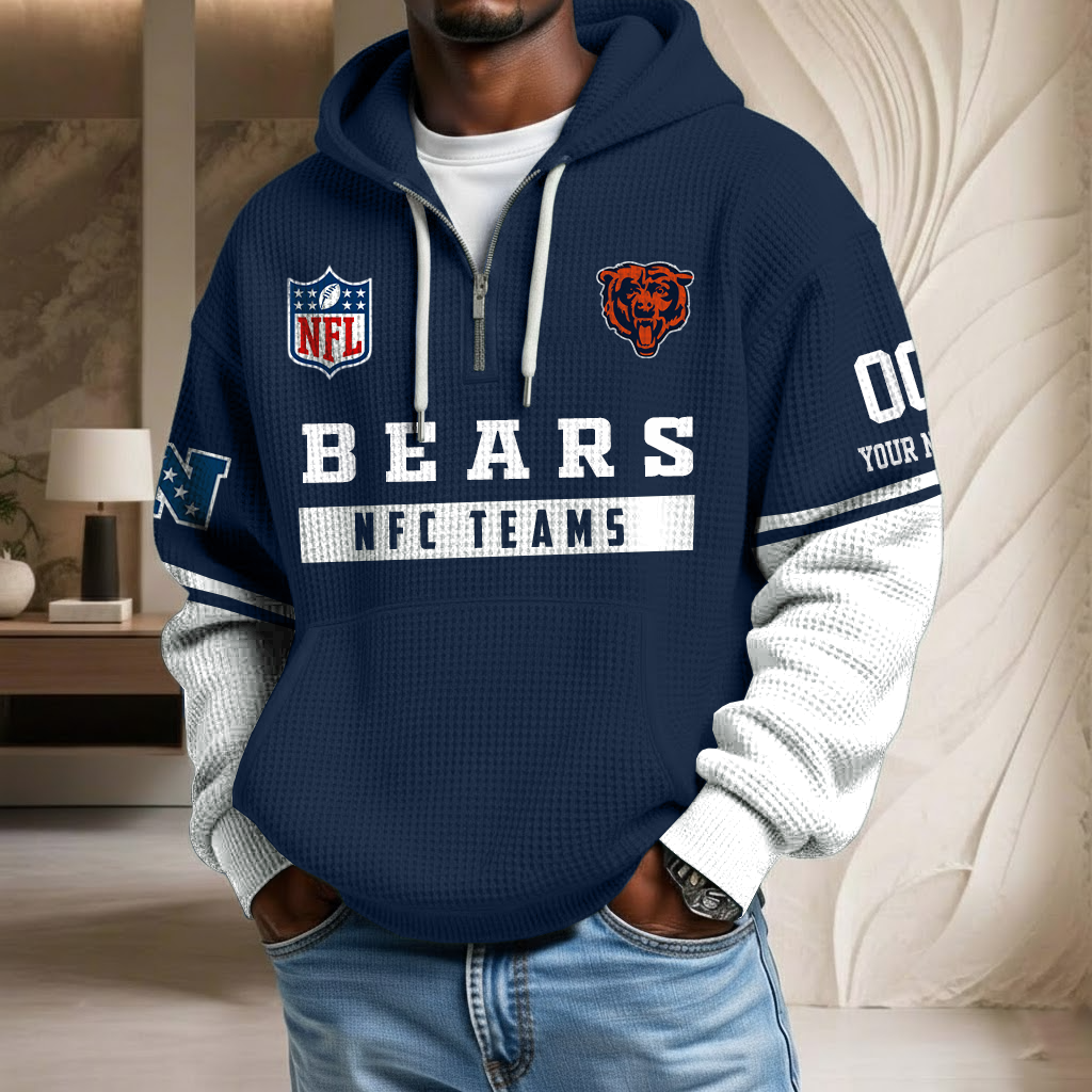 NFL x CHI Team Custom Waffle Half Zip Hoodie HLP HLPHUONG