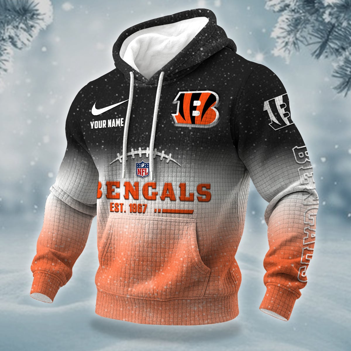 NFL x CIN Personalized Name Waffle Hoodie HLP HLPHUONG