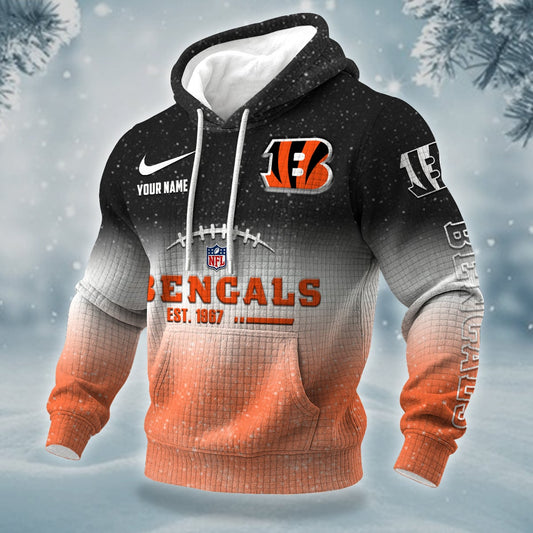 NFL x CIN Personalized Name Waffle Hoodie HLP HLPHUONG