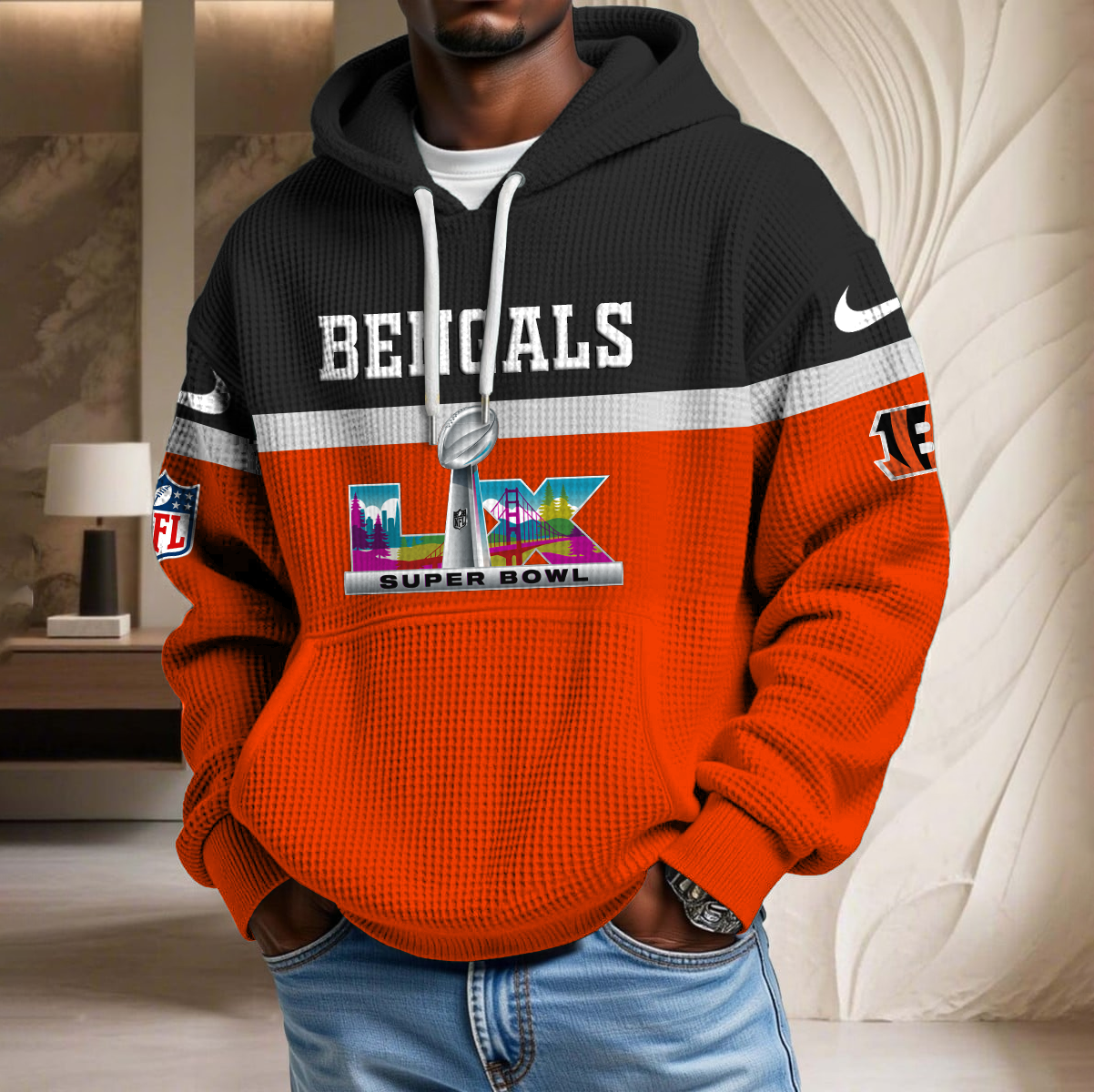 NFL x CIN SB LX Waffle Hoodie HLP HLPHUONG