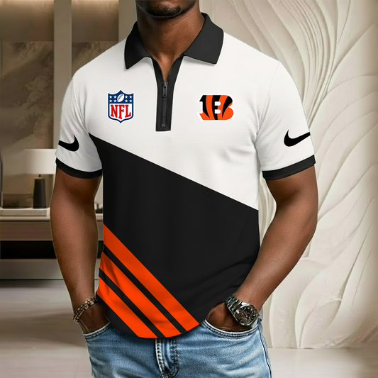 NFL x CIN Sport Zip Polo Golf Shirt HLP HLPHUONG