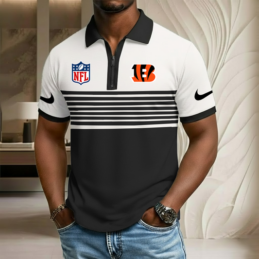 NFL x CIN Sport Zip Polo Golf Shirt HLP 250226 HLPHUONG