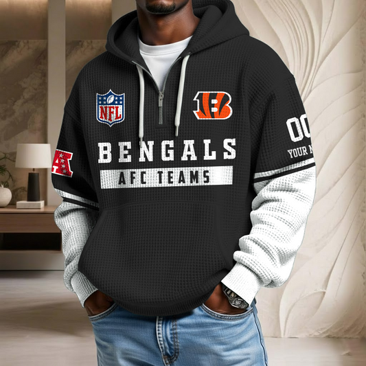 NFL x CIN Team Custom Waffle Half Zip Hoodie HLP HLPHUONG