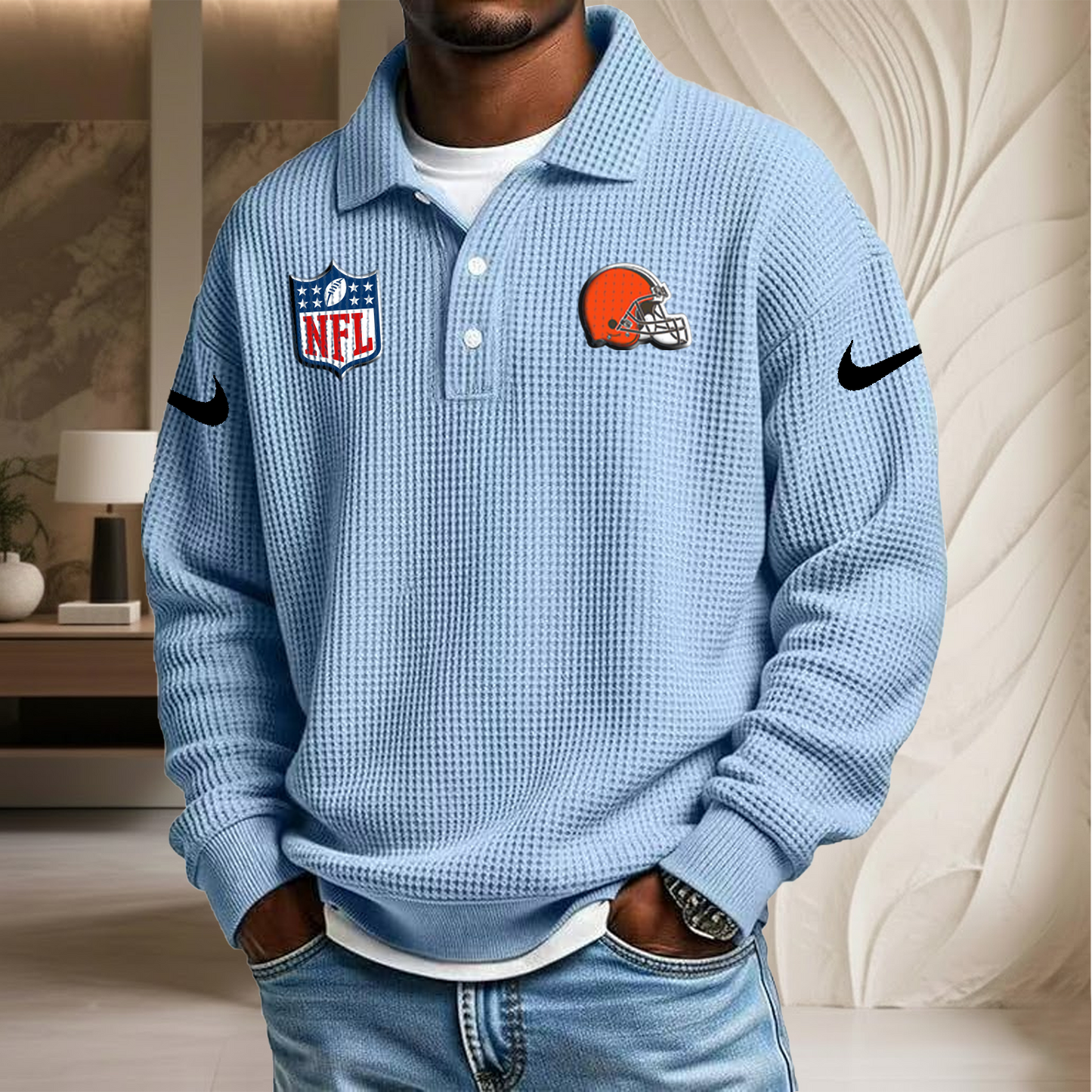 NFL x CLE Waffle Three Button Lapel Polo HLP HLPHUONG