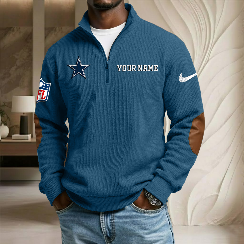 NFL x DAL Custom Name Stand Collar Half-zip Sweatshirt HLP HLPHUONG