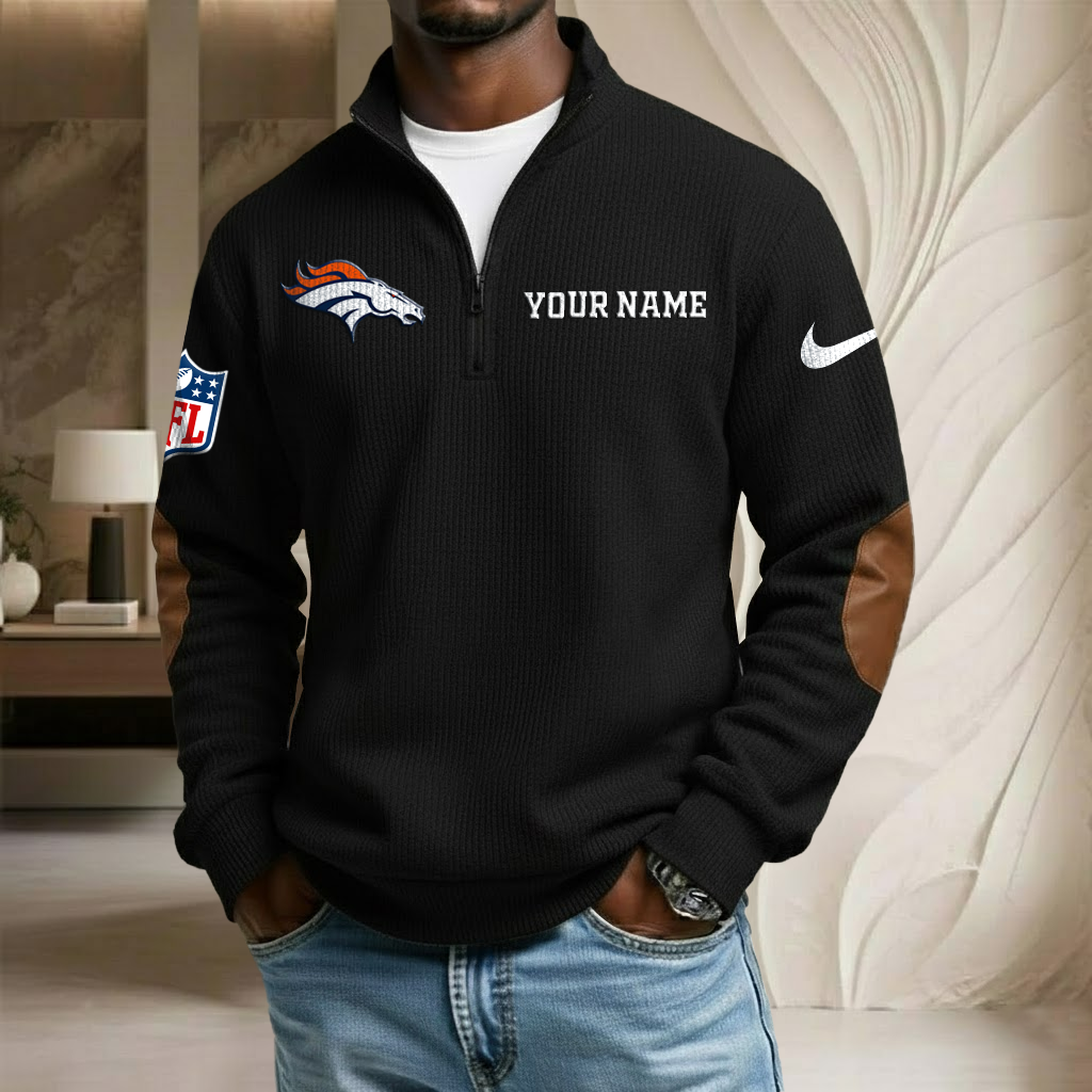 NFL x DEN Custom Name Stand Collar Half-zip Sweatshirt HLP HLPHUONG