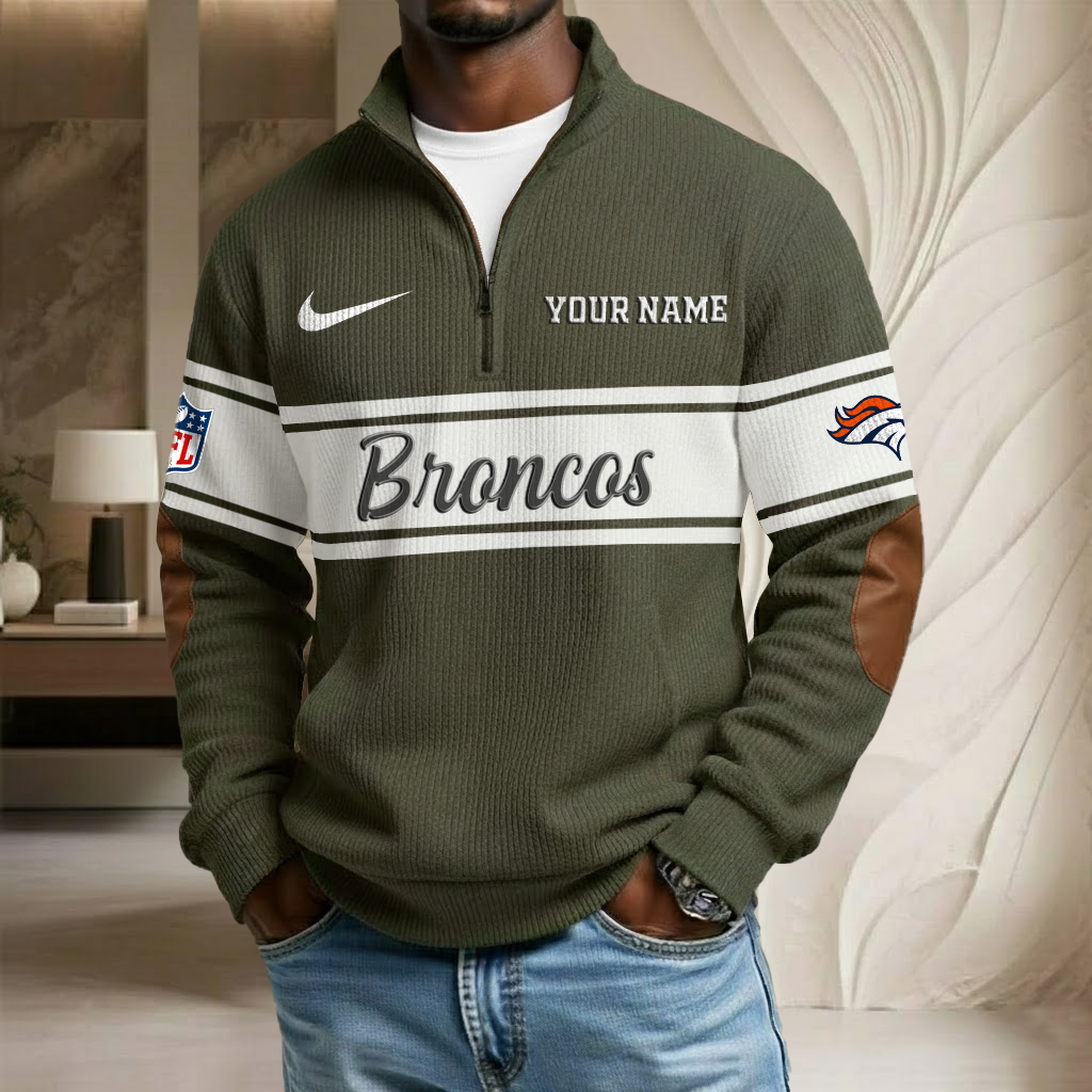 NFL x DEN Custom Name Stand Collar Half-zip Sweatshirt HLP HLPHUONG
