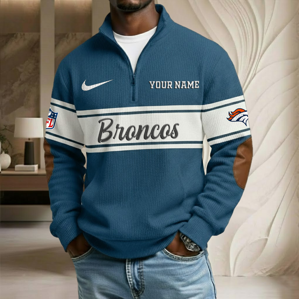 NFL x DEN Custom Name Stand Collar Half-zip Sweatshirt HLP HLPHUONG