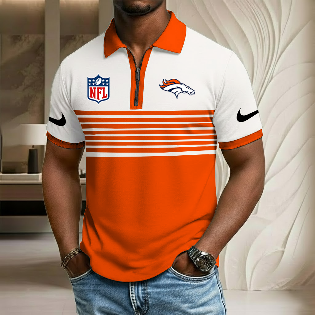 NFL x DEN Sport Zip Polo Golf Shirt HLP 250226 HLPHUONG
