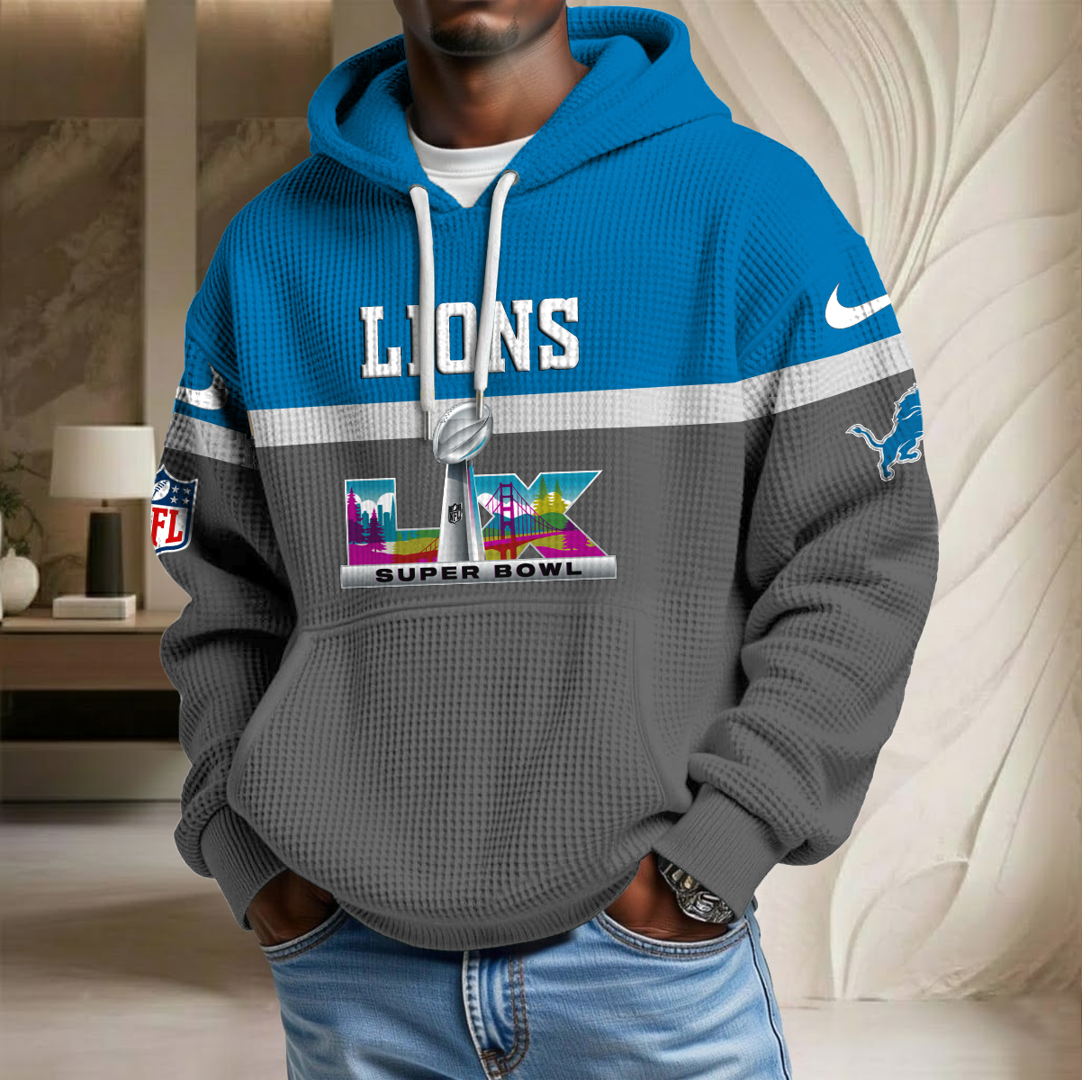 NFL x DET SB LX Waffle Hoodie HLP HLPHUONG