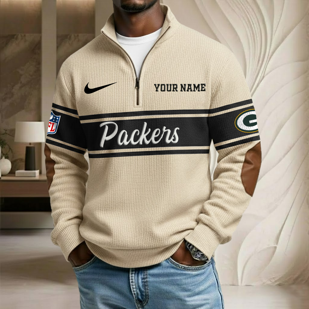 NFL x GB Custom Name Stand Collar Half-zip Sweatshirt HLP HLPHUONG