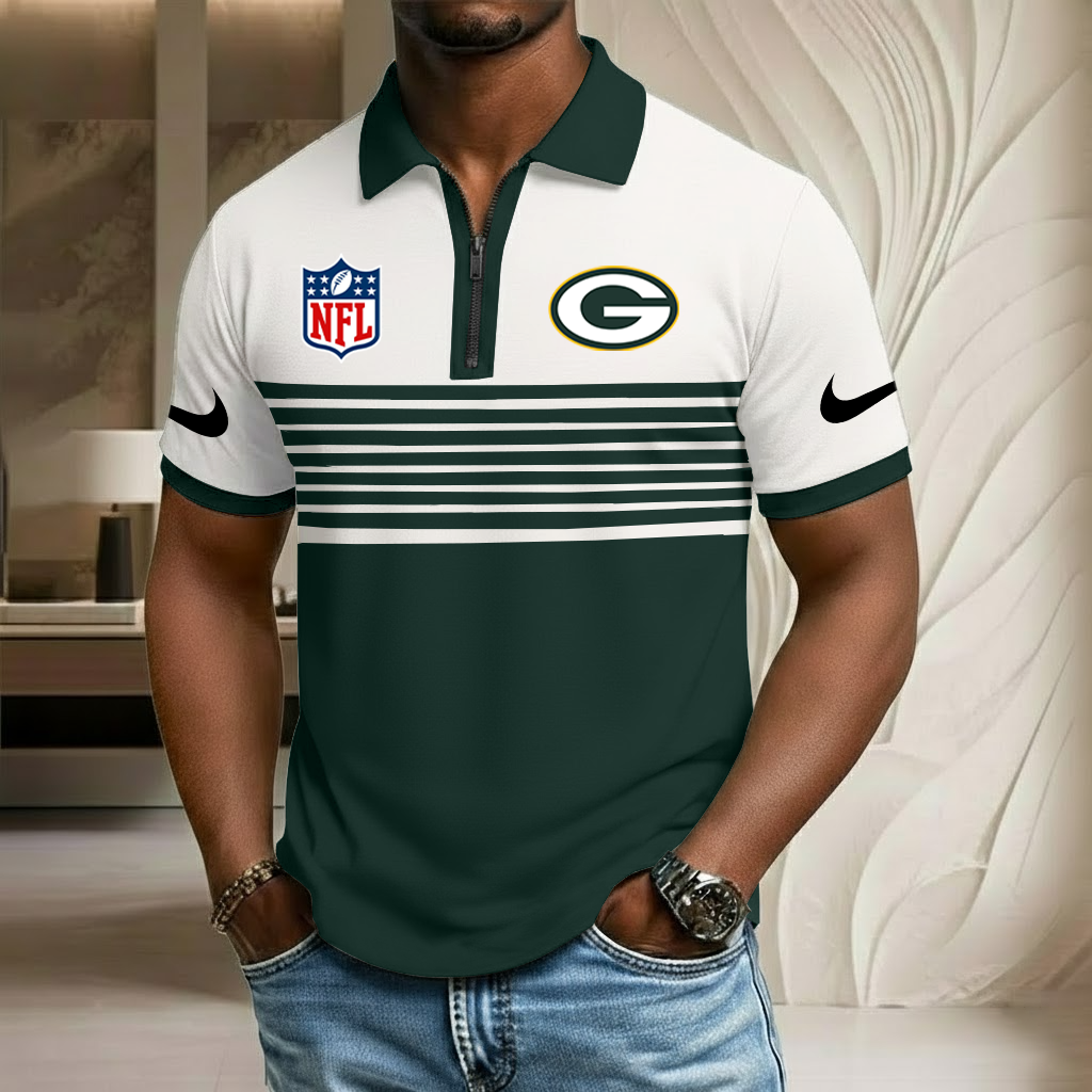 NFL x GB Sport Zip Polo Golf Shirt HLP 250226 HLPHUONG