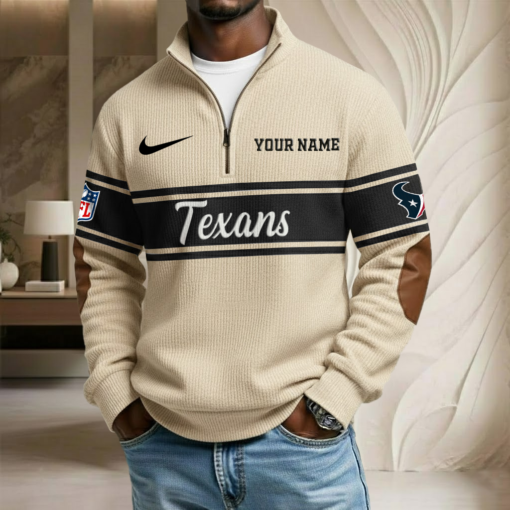 NFL x HOU Custom Name Stand Collar Half-zip Sweatshirt HLP HLPHUONG