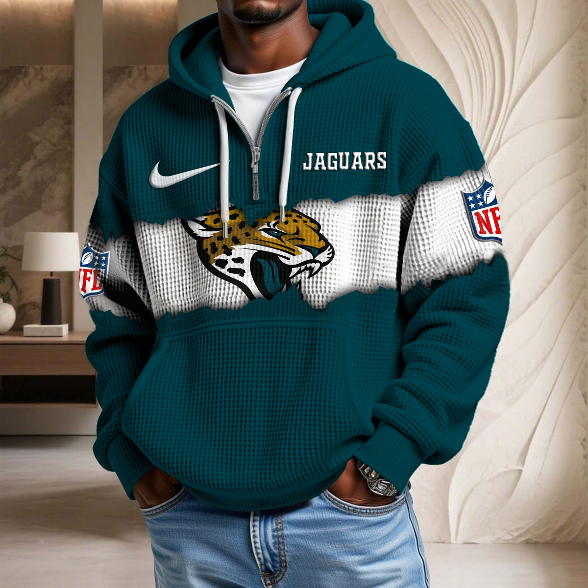 NFL x JAX Crack Waffle Half Zip Hoodie HLP HLPHUONG
