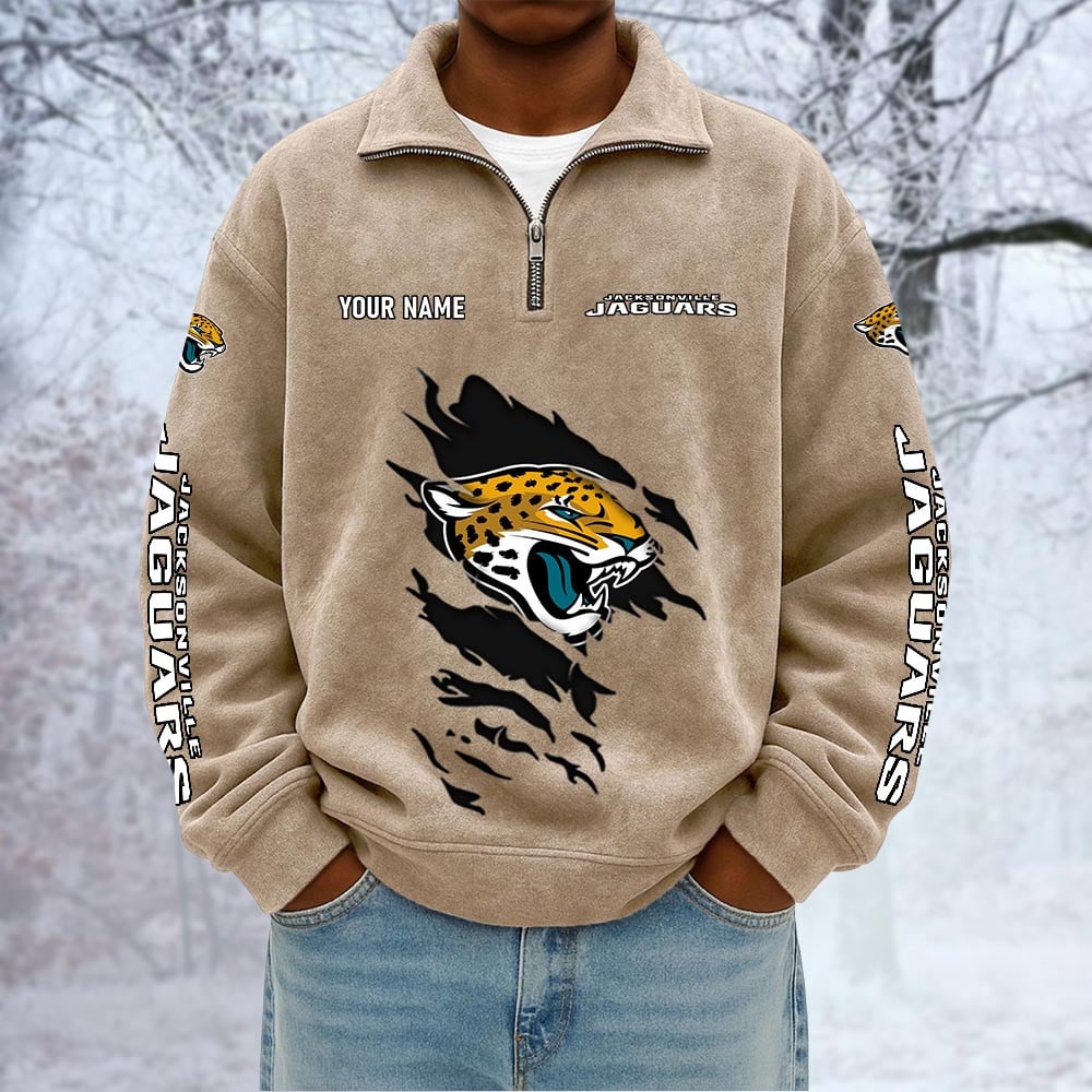 NFL x JAX Custom Name Half-zip Collar Suede Sweatshirt HLP HLPHUONG