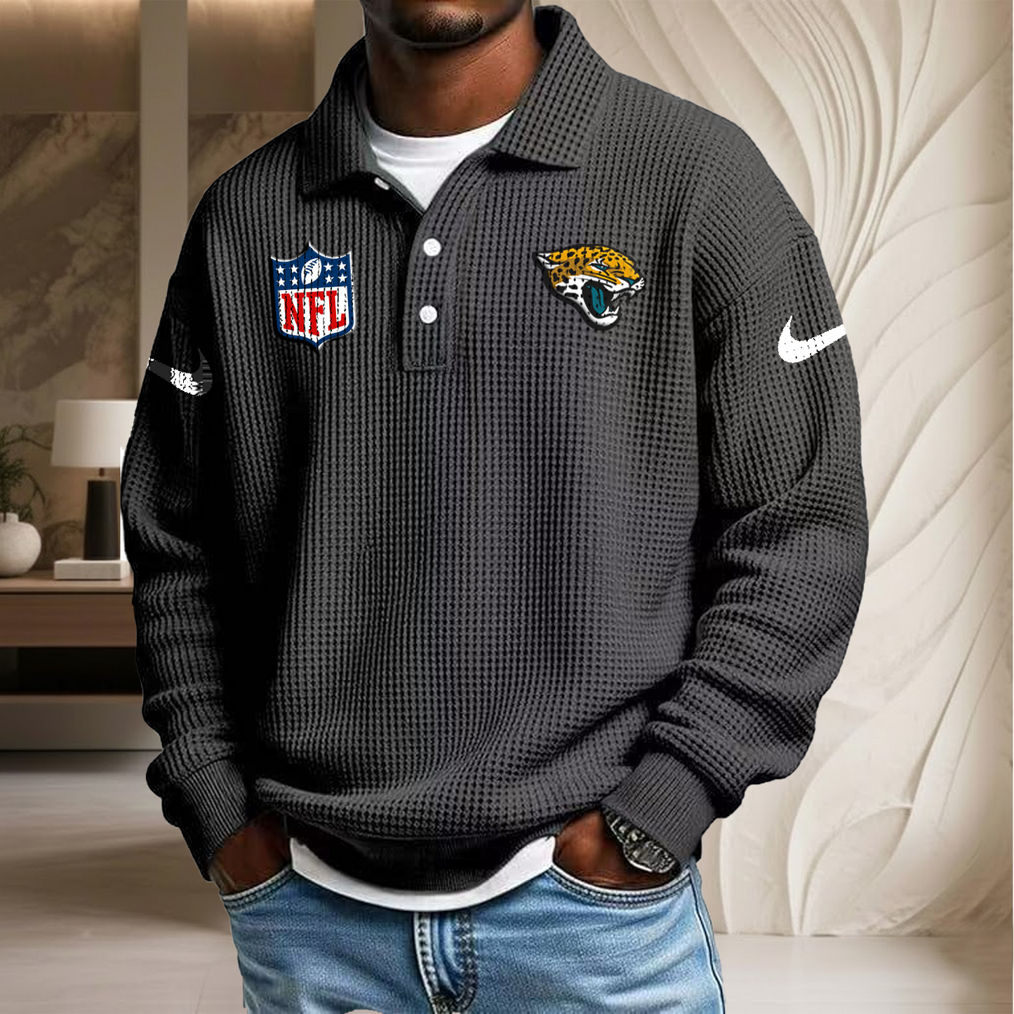 NFL x JAX Waffle Three Button Lapel Polo HLP HLPHUONG