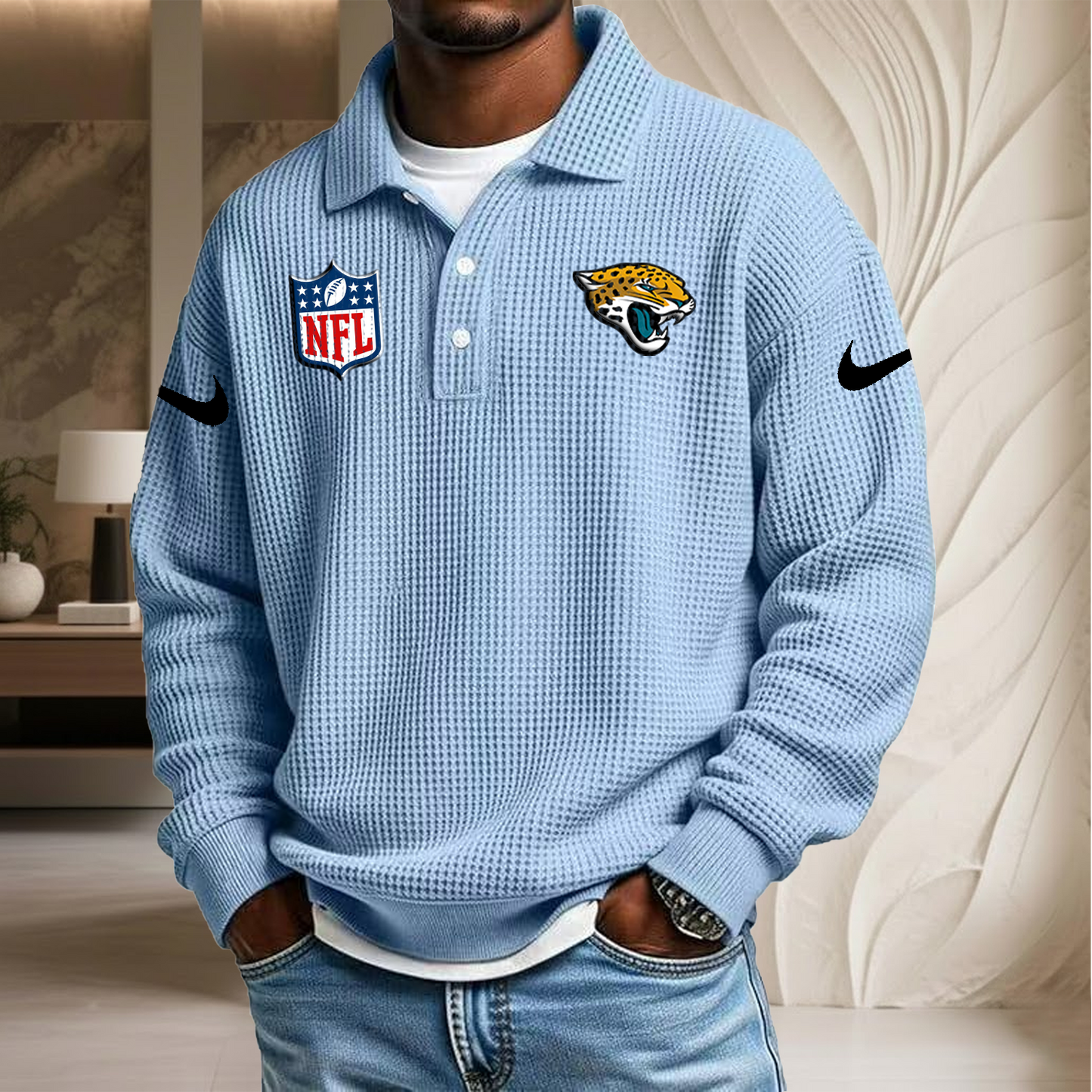 NFL x JAX Waffle Three Button Lapel Polo HLP HLPHUONG