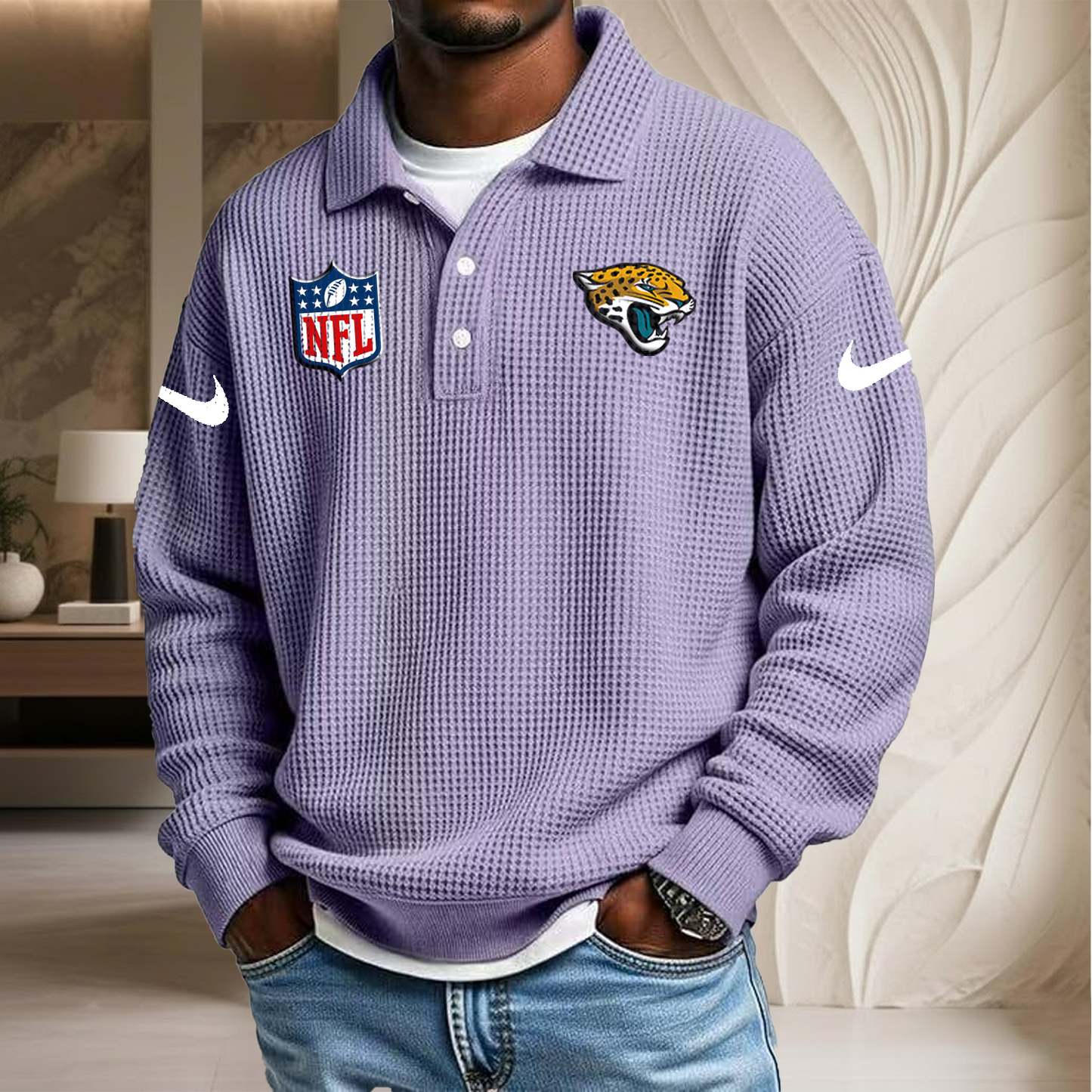 NFL x JAX Waffle Three Button Lapel Polo HLP HLPHUONG