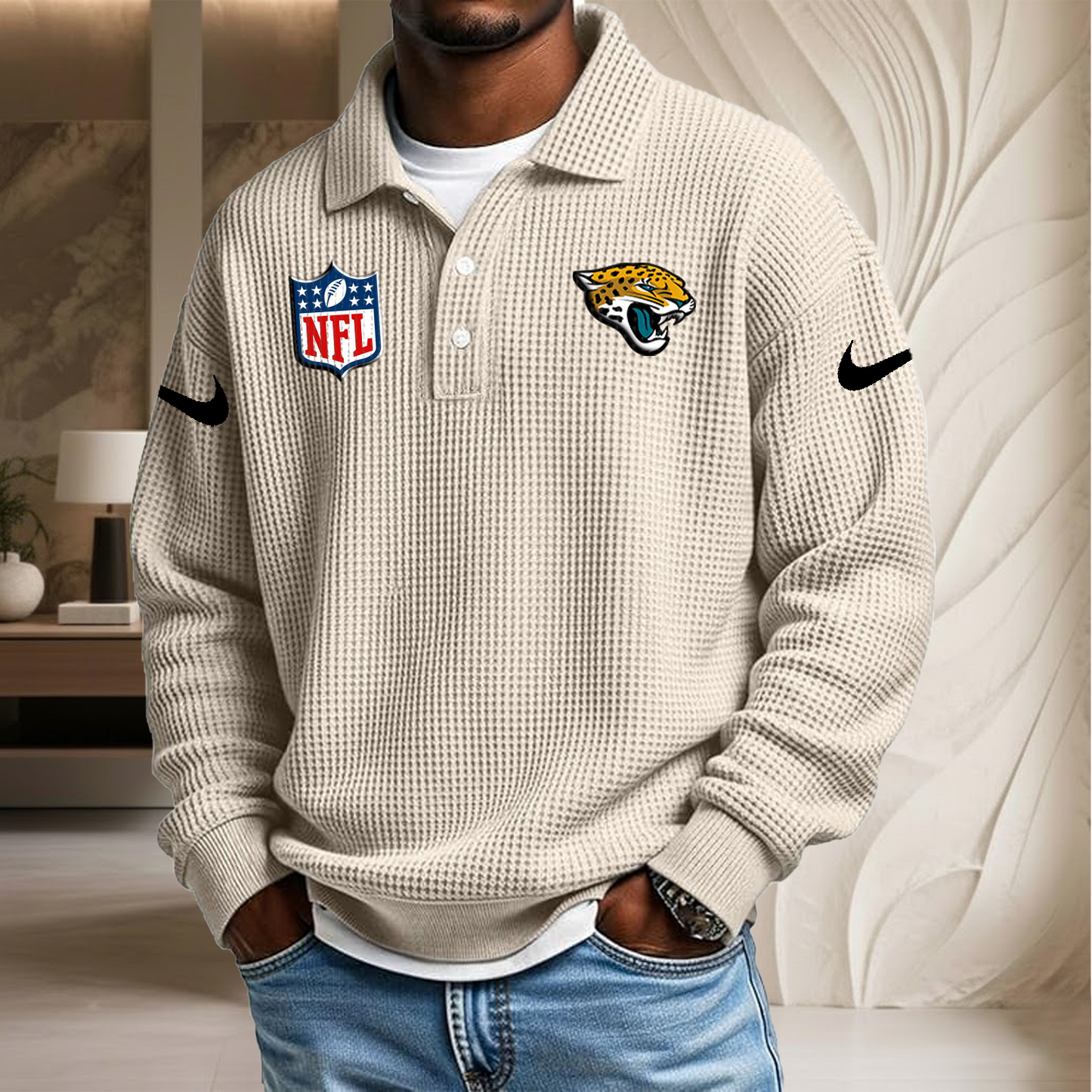 NFL x JAX Waffle Three Button Lapel Polo HLP HLPHUONG