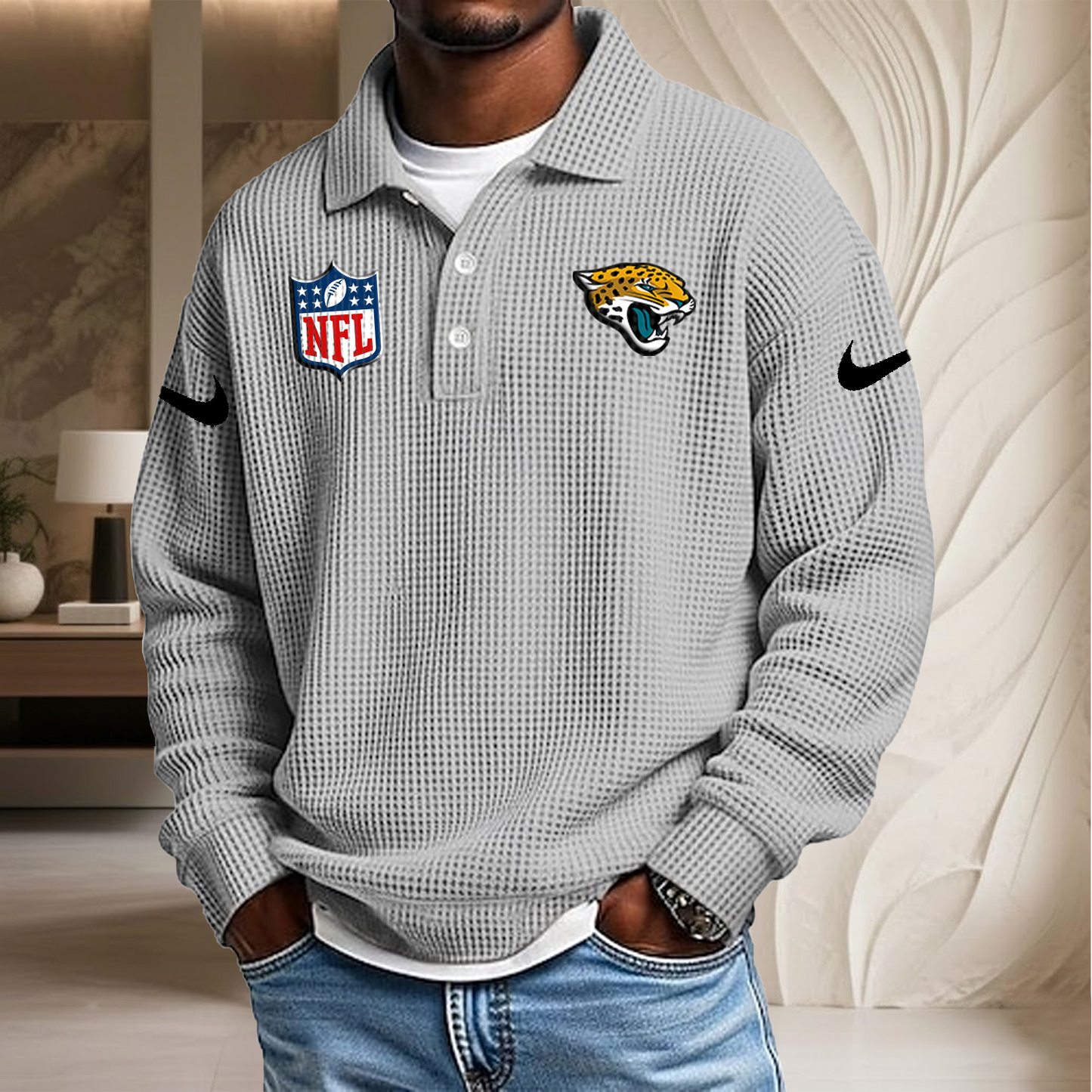 NFL x JAX Waffle Three Button Lapel Polo HLP HLPHUONG