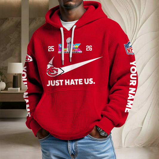 NFL x KC SB Just Hate Us Custom Name Waffle Hoodie HLP HLPHUONG