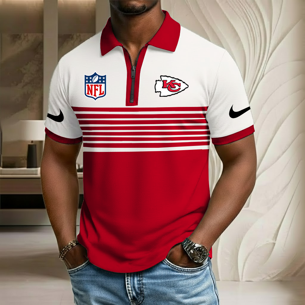 NFL x KC Sport Zip Polo Golf Shirt HLP 250226 HLPHUONG