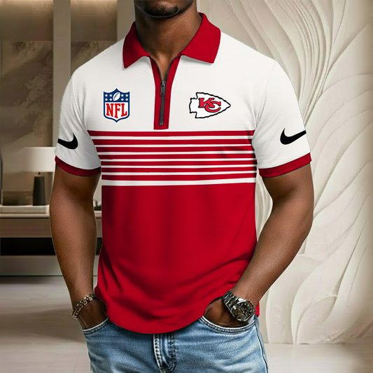 NFL x KC Sport Zip Polo Golf Shirt HLP 250226 HLPHUONG