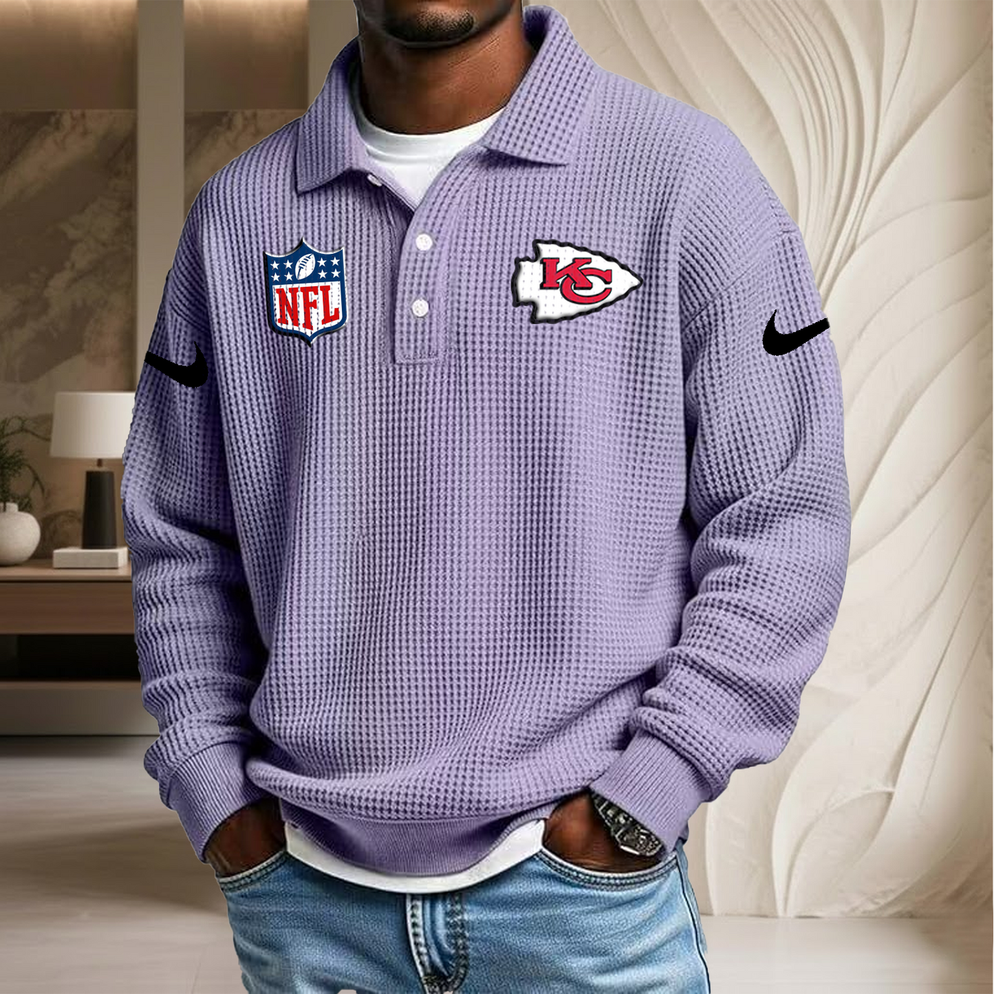 NFL x KC Waffle Three Button Lapel Polo HLP HLPHUONG
