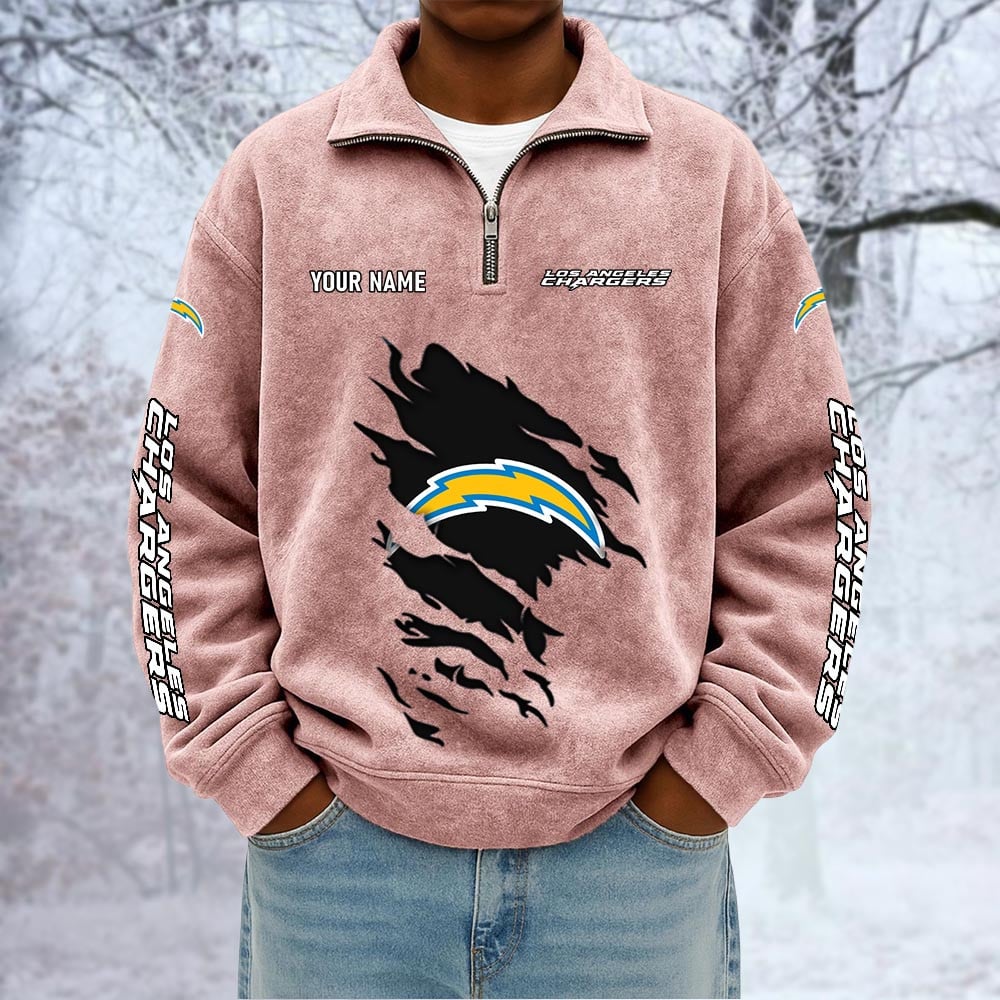 NFL x LAC Custom Name Half-zip Collar Suede Sweatshirt HLP HLPHUONG