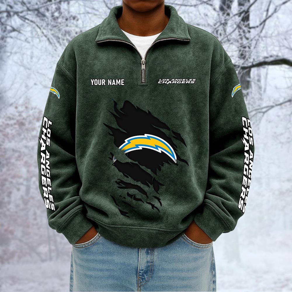 NFL x LAC Custom Name Half-zip Collar Suede Sweatshirt HLP HLPHUONG