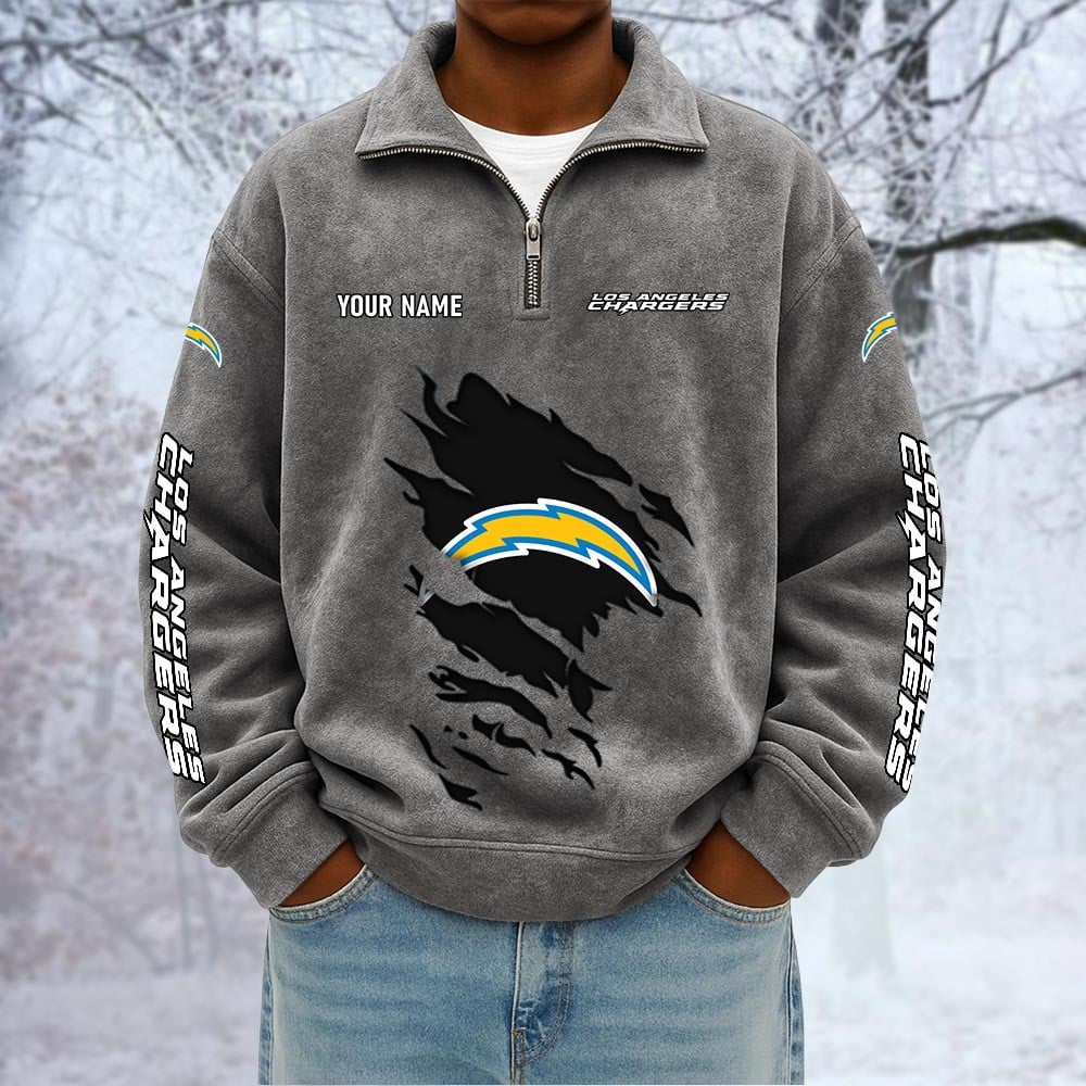 NFL x LAC Custom Name Half-zip Collar Suede Sweatshirt HLP HLPHUONG