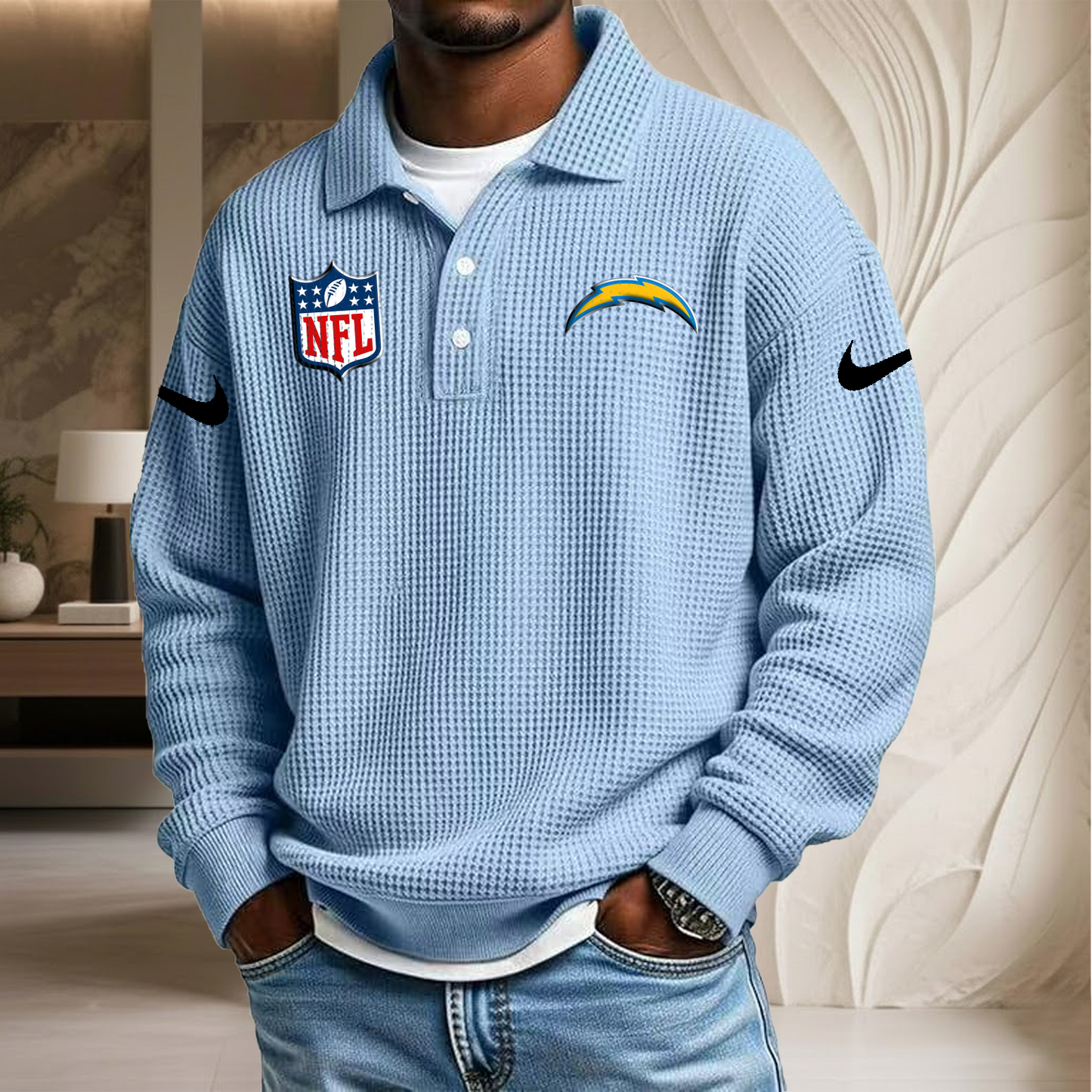 NFL x LAC Waffle Three Button Lapel Polo HLP HLPHUONG