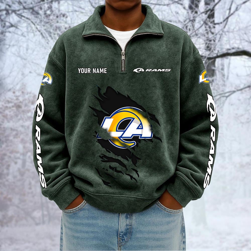 NFL x LAR Custom Name Half-zip Collar Suede Sweatshirt HLP HLPHUONG