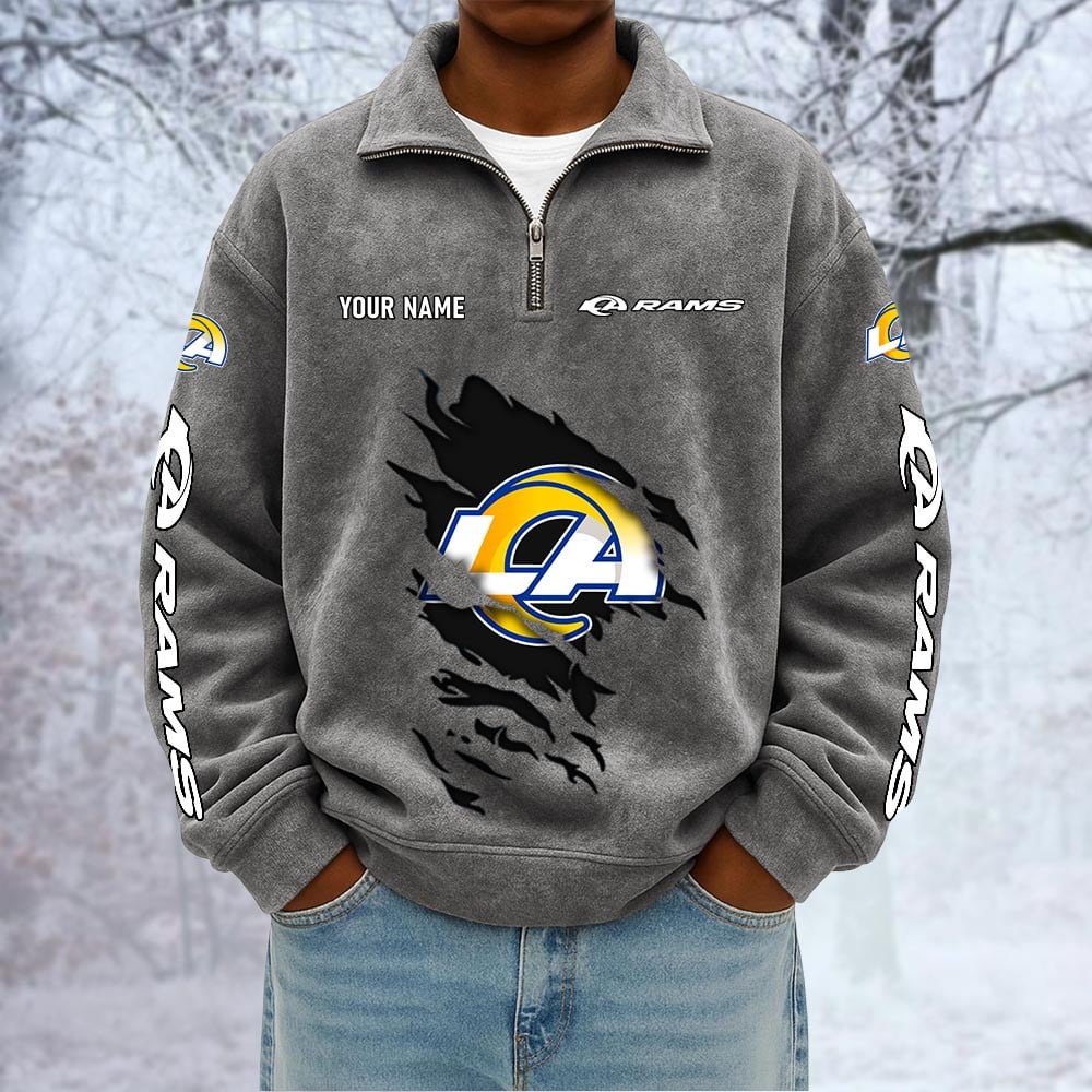 NFL x LAR Custom Name Half-zip Collar Suede Sweatshirt HLP HLPHUONG