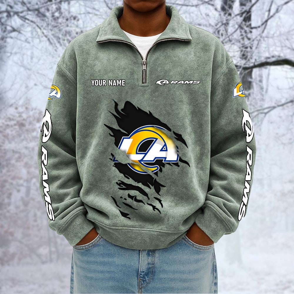 NFL x LAR Custom Name Half-zip Collar Suede Sweatshirt HLP HLPHUONG