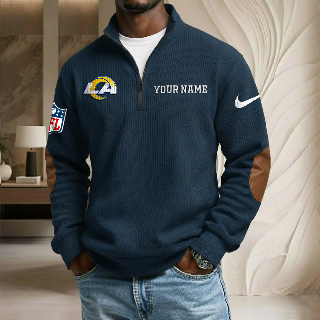 NFL x LAR Custom Name Stand Collar Half-zip Sweatshirt HLP HLPHUONG