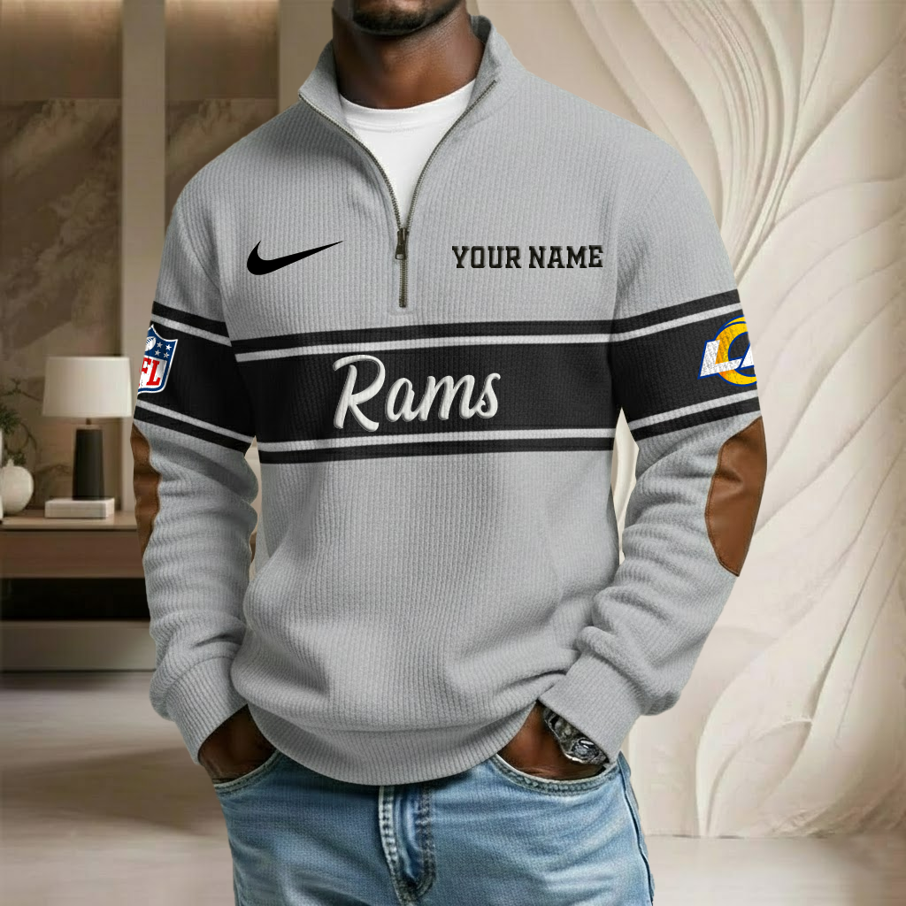 NFL x LAR Custom Name Stand Collar Half-zip Sweatshirt HLP HLPHUONG