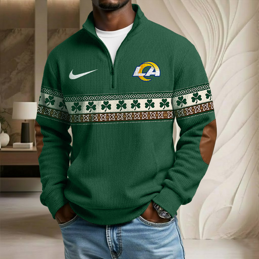 NFL x LAR Lucky St Patrick Day Stand Collar Half-zip Sweatshirt HLP HLPHUONG